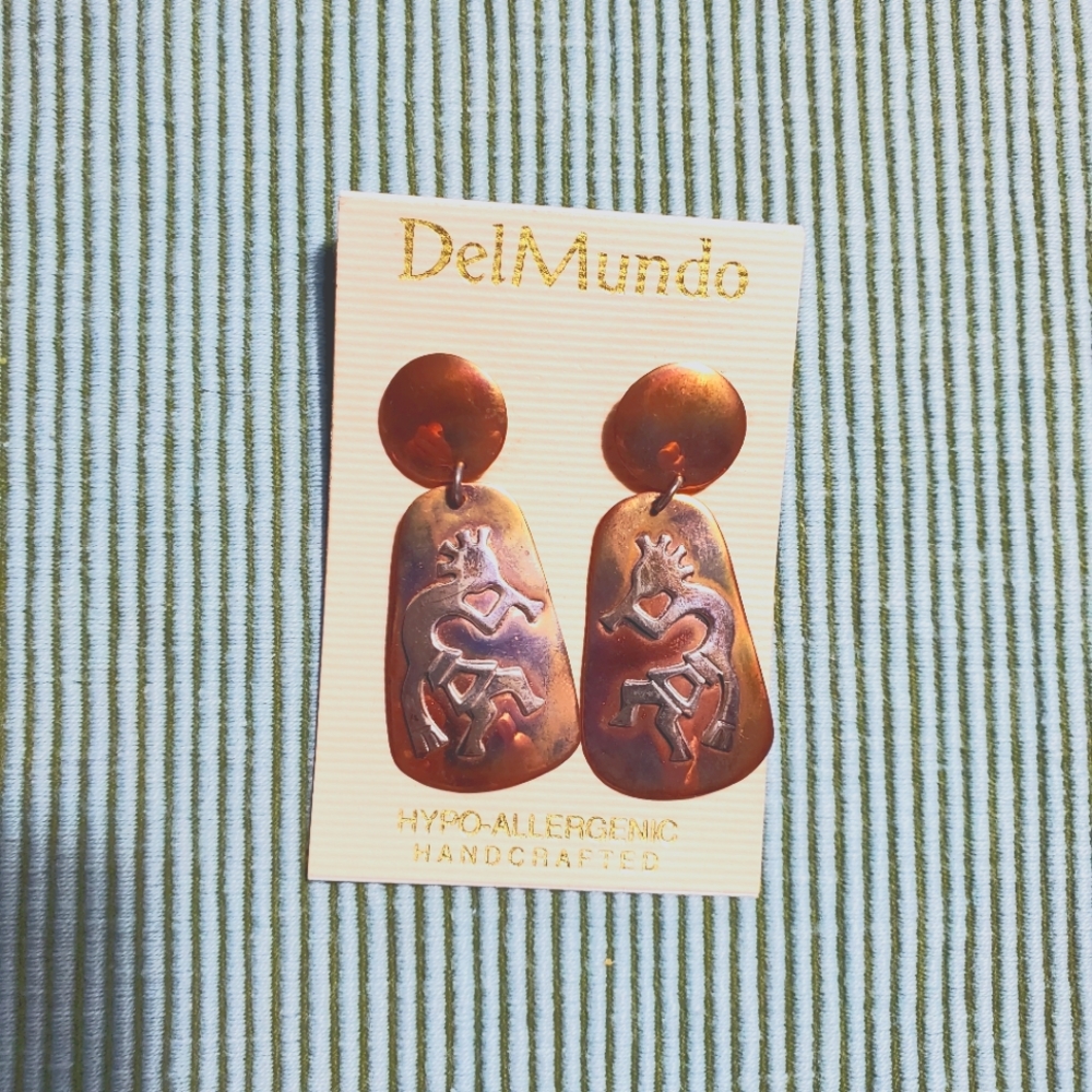Copper kokapelli post earrings